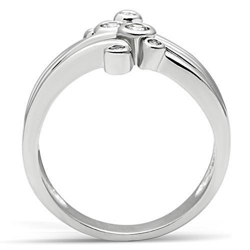 3W135 - Rhodium Brass Ring with AAA Grade CZ in Clear