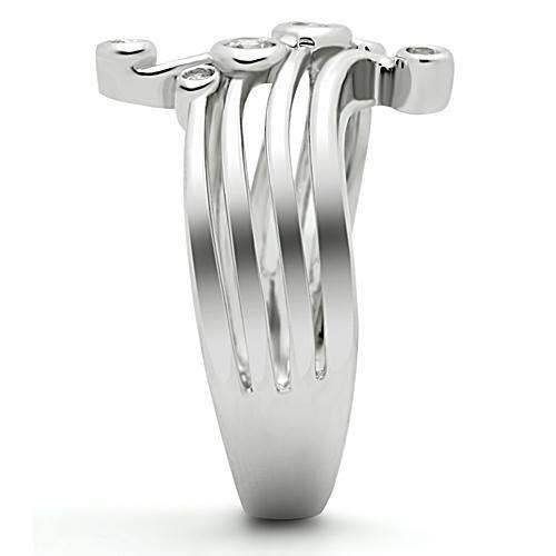 3W135 - Rhodium Brass Ring with AAA Grade CZ in Clear
