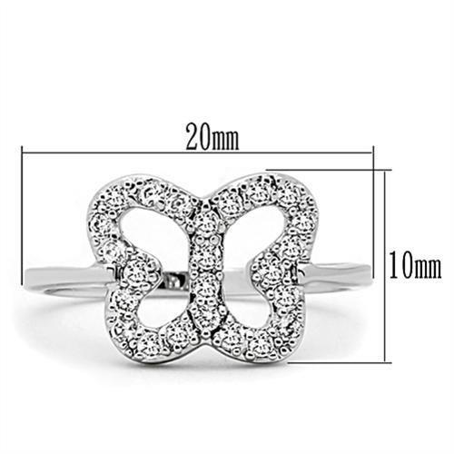 3W139 - Rhodium Brass Ring with AAA Grade CZ in Clear