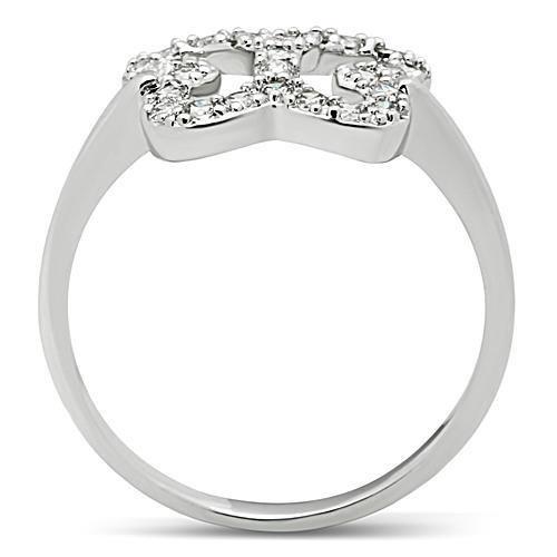 3W139 - Rhodium Brass Ring with AAA Grade CZ in Clear