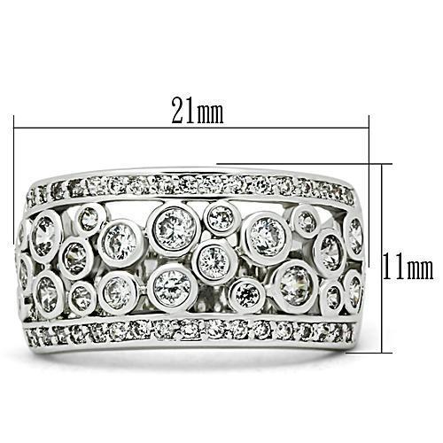 3W141 - Rhodium Brass Ring with AAA Grade CZ in Clear