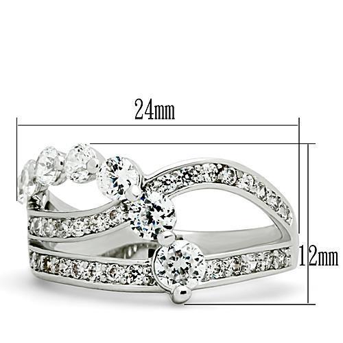 3W142 - Rhodium Brass Ring with AAA Grade CZ in Clear