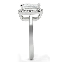 3W144 - Rhodium Brass Ring with AAA Grade CZ  in Clear