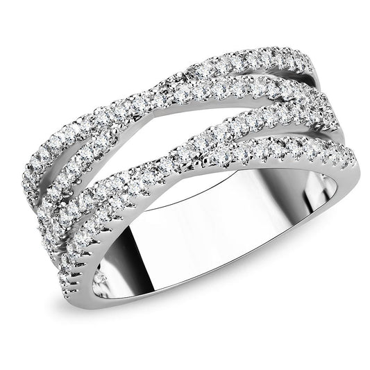 3W1450 - Rhodium Brass Ring with AAA Grade CZ in Clear