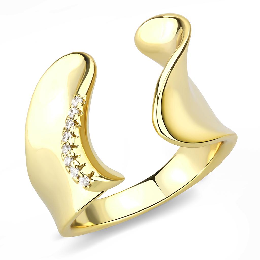 3W1475 - Gold Brass Ring with AAA Grade CZ in Clear