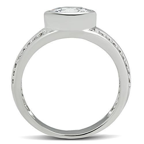 3W147 - Rhodium Brass Ring with AAA Grade CZ in Clear