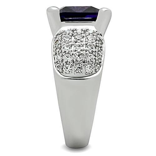 3W148 - Rhodium Brass Ring with AAA Grade CZ in Amethyst