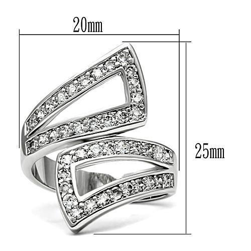 3W150 - Rhodium Brass Ring with AAA Grade CZ in Clear