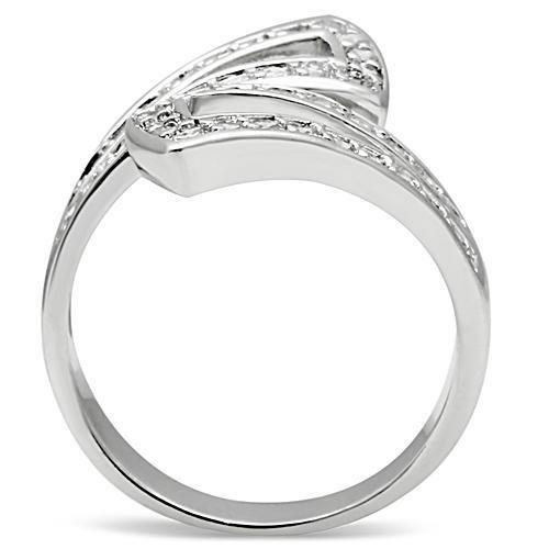 3W150 - Rhodium Brass Ring with AAA Grade CZ in Clear