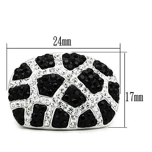 3W151 - Rhodium + Ruthenium Brass Ring with Top Grade Crystal in Multi Color