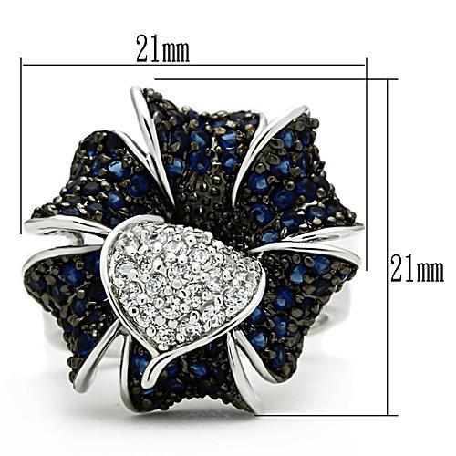 3W153 - Rhodium + Ruthenium Brass Ring with AAA Grade CZ in Montana