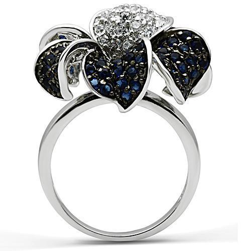 3W153 - Rhodium + Ruthenium Brass Ring with AAA Grade CZ in Montana