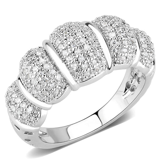 3W1540 - Rhodium Brass Ring with AAA Grade CZ in Clear