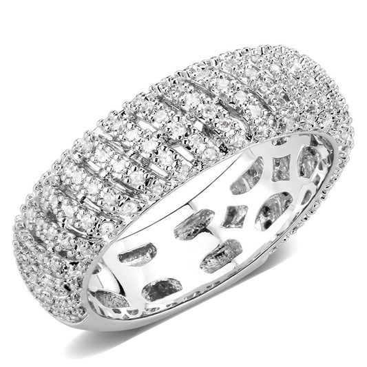 3W1550 - Rhodium Brass Ring with AAA Grade CZ in Clear