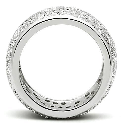 3W159 - Rhodium Brass Ring with AAA Grade CZ in Clear