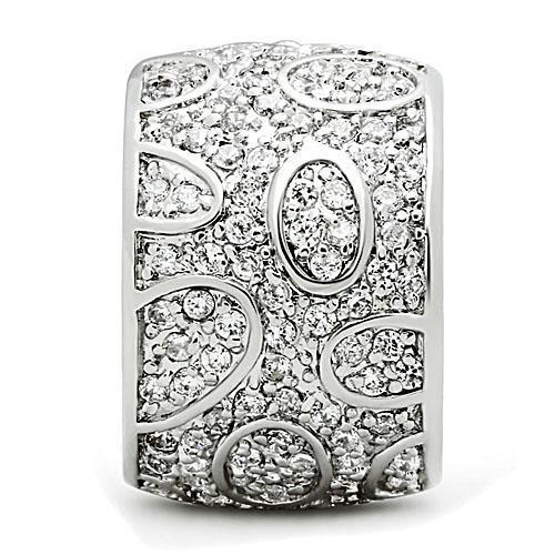 3W159 - Rhodium Brass Ring with AAA Grade CZ in Clear