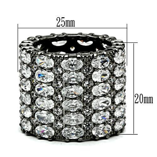 3W171 - Ruthenium Brass Ring with AAA Grade CZ in Clear