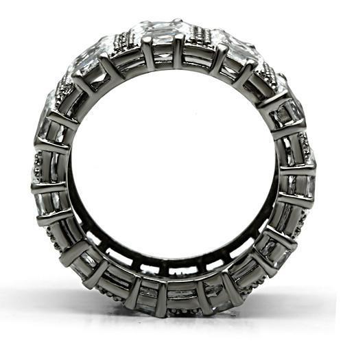 3W171 - Ruthenium Brass Ring with AAA Grade CZ in Clear