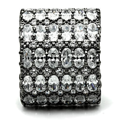 3W171 - Ruthenium Brass Ring with AAA Grade CZ in Clear