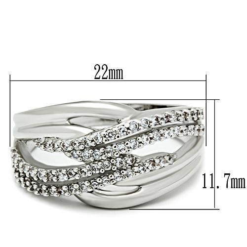 3W174 - Rhodium Brass Ring with AAA Grade CZ in Clear