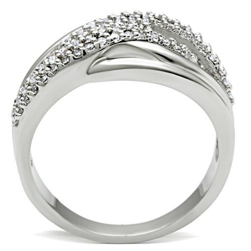 3W174 - Rhodium Brass Ring with AAA Grade CZ in Clear