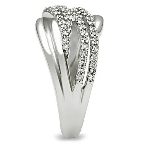 3W174 - Rhodium Brass Ring with AAA Grade CZ in Clear