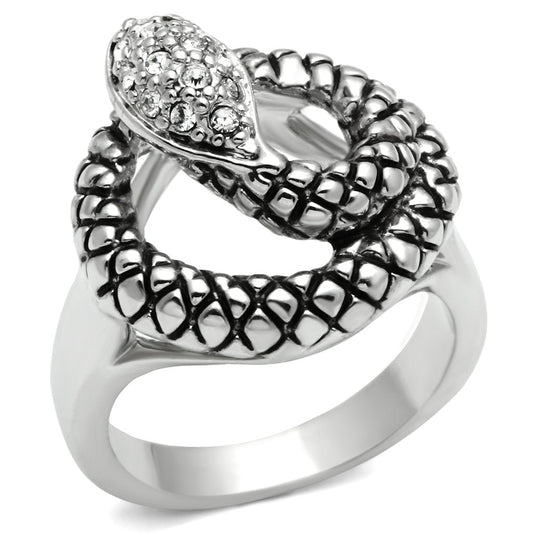3W183 - Rhodium Brass Ring with Top Grade Crystal in Clear