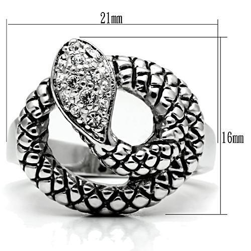 3W183 - Rhodium Brass Ring with Top Grade Crystal in Clear