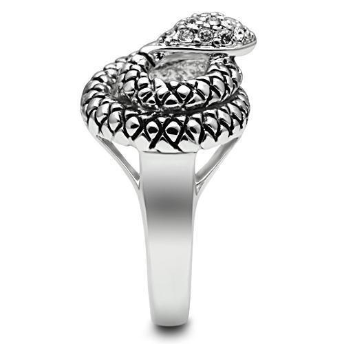 3W183 - Rhodium Brass Ring with Top Grade Crystal in Clear