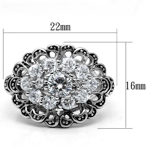 3W184 - Rhodium Brass Ring with AAA Grade CZ in Clear
