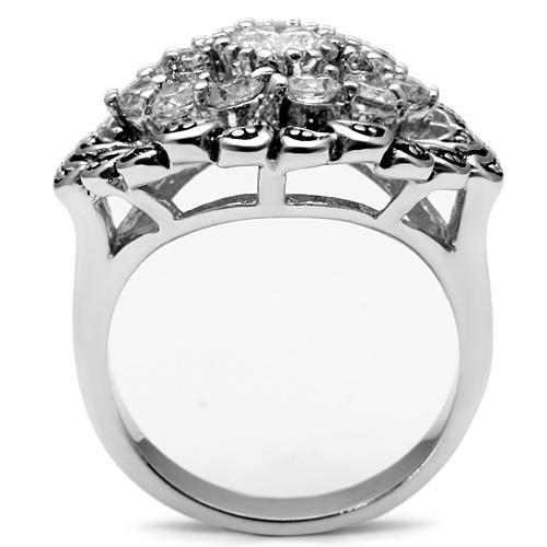 3W184 - Rhodium Brass Ring with AAA Grade CZ in Clear