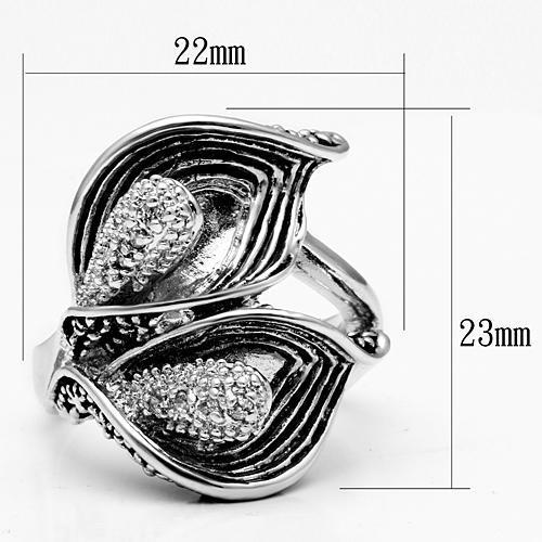 3W185 - Rhodium Brass Ring with AAA Grade CZ in Clear
