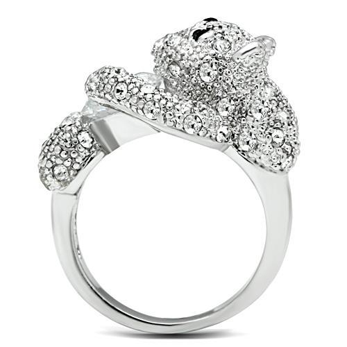 3W187 - Rhodium Brass Ring with AAA Grade CZ in Clear