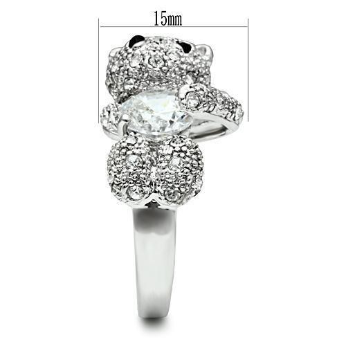 3W187 - Rhodium Brass Ring with AAA Grade CZ in Clear