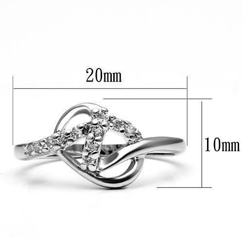3W190 - Rhodium Brass Ring with AAA Grade CZ in Clear