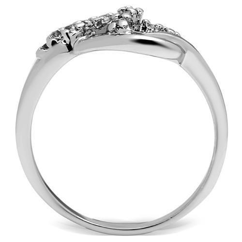 3W190 - Rhodium Brass Ring with AAA Grade CZ in Clear