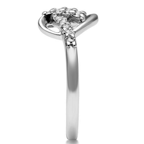 3W190 - Rhodium Brass Ring with AAA Grade CZ in Clear