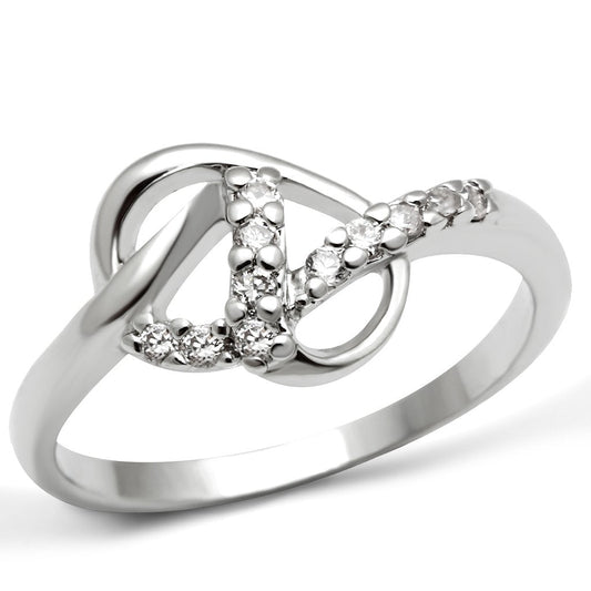3W190 - Rhodium Brass Ring with AAA Grade CZ in Clear