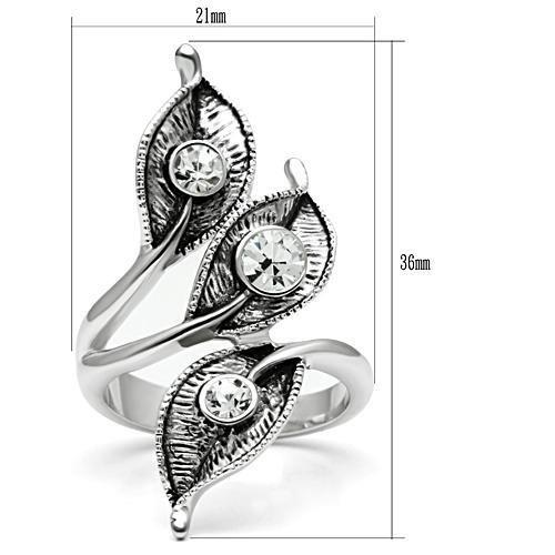 3W193 - Rhodium Brass Ring with Top Grade Crystal in Clear