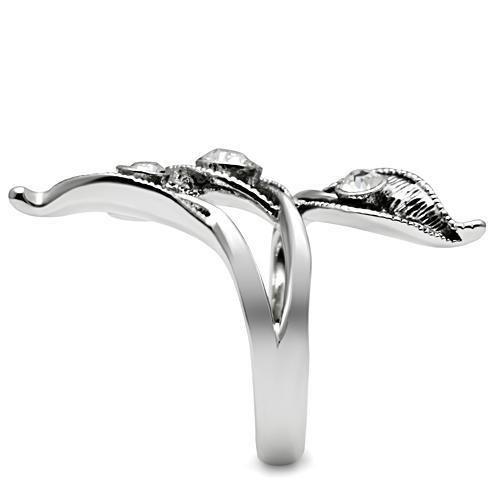 3W193 - Rhodium Brass Ring with Top Grade Crystal in Clear
