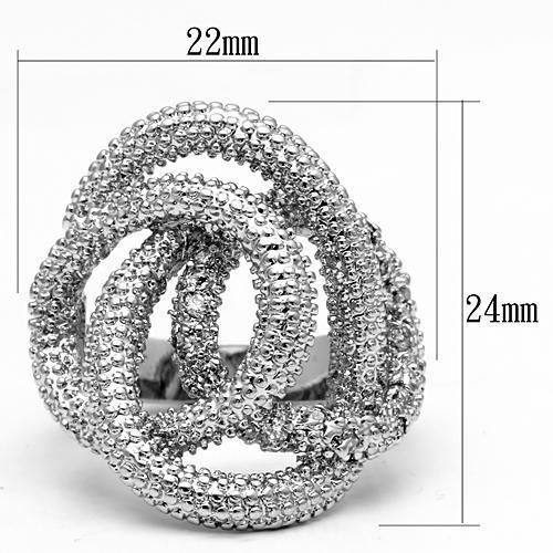 3W196 - Rhodium Brass Ring with AAA Grade CZ in Clear