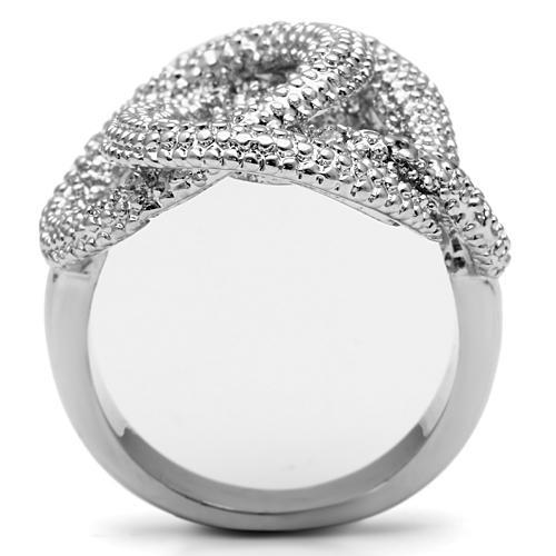 3W196 - Rhodium Brass Ring with AAA Grade CZ in Clear