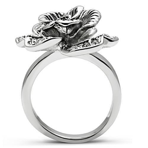 3W198 - Rhodium Brass Ring with Top Grade Crystal in Clear