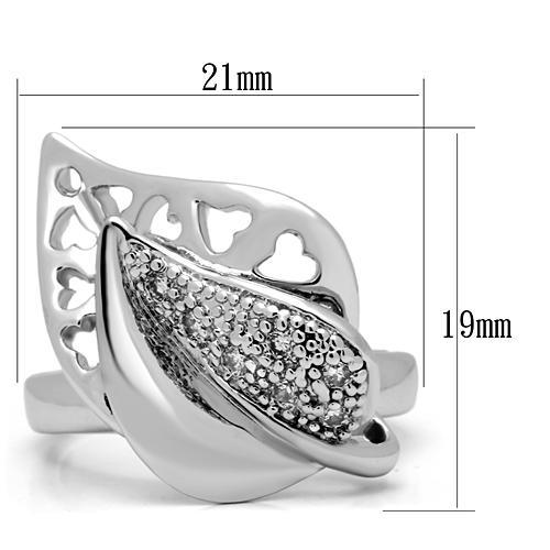 3W200 - Rhodium Brass Ring with AAA Grade CZ in Clear