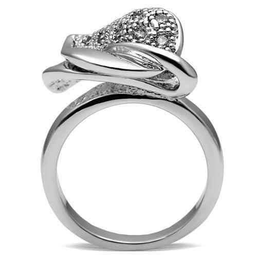 3W200 - Rhodium Brass Ring with AAA Grade CZ in Clear