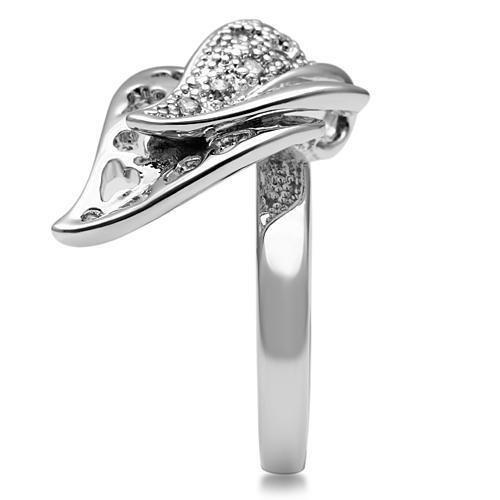 3W200 - Rhodium Brass Ring with AAA Grade CZ in Clear