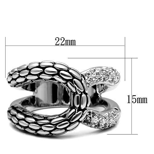 3W202 - Rhodium Brass Ring with AAA Grade CZ in Clear