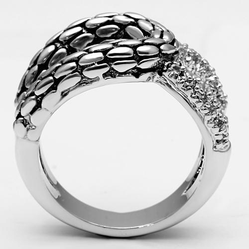 3W202 - Rhodium Brass Ring with AAA Grade CZ in Clear