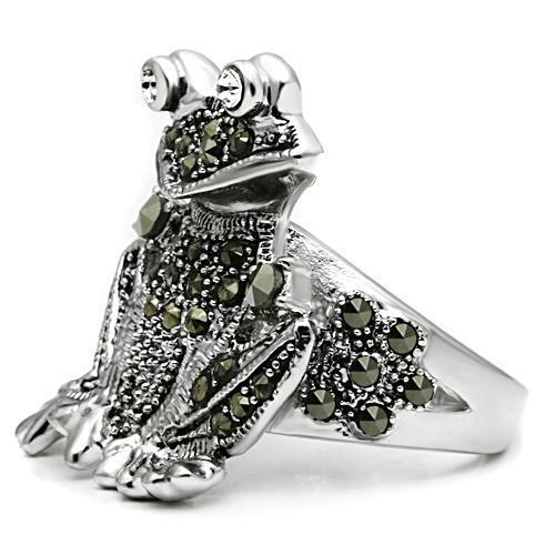 3W205 - Rhodium Brass Ring with Top Grade Crystal in Clear