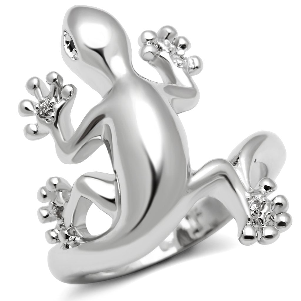 3W207 - Rhodium Brass Ring with AAA Grade CZ in Black Diamond